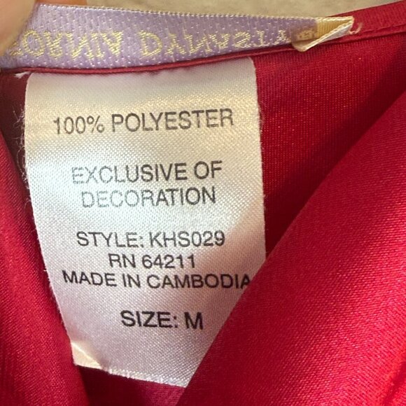 Vintage Red Satin Nightgown Slip Dress Lace Trim Medium - Picture 7 of 8